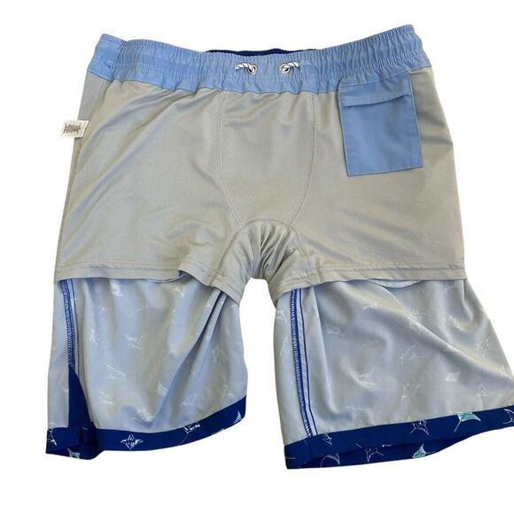 Bonobos Riviera Recycled Swim Trunks 9” Blue Stingrays Shorts Casual Vacation M - Picture 13 of 16